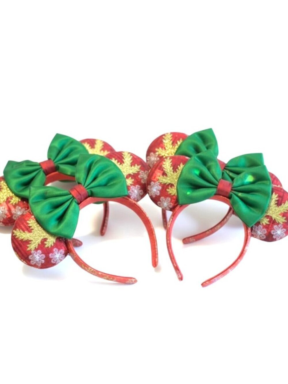 New! Unique Vintages Holiday Chritmas Sequins Minnie Mouse Ears Set of Four